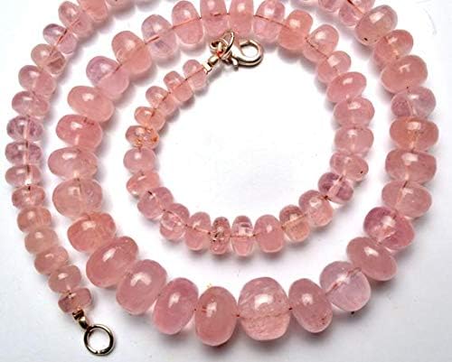 LKBEADS 1 Strand Natural Morganite (Pink Beryl) 7 to 13MM Smooth Rondelle Beads 18 Inch Long