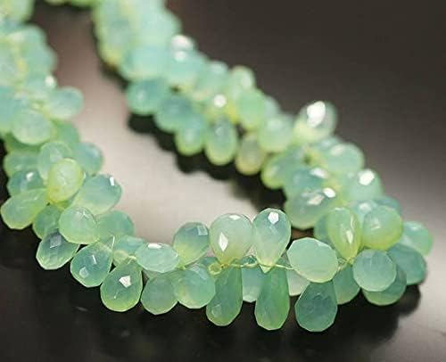 BEADS GEMSTONE Seafoam Green Chalceny Faceted Tear Drop Briolette Gemstone Craft Loose Beads Strand 18 Inch Long 18mm 9mm Code-HIGH-20644