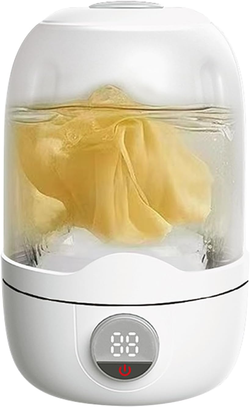 Mini Portable Washer - Small Electric Laundry Machine, Battery Operated 2000mAh Washing Cup, Compact babyy Clothes Cleaner | Travel Home Use for Socks Towels Bras Infant Clothing Small Laundry Device