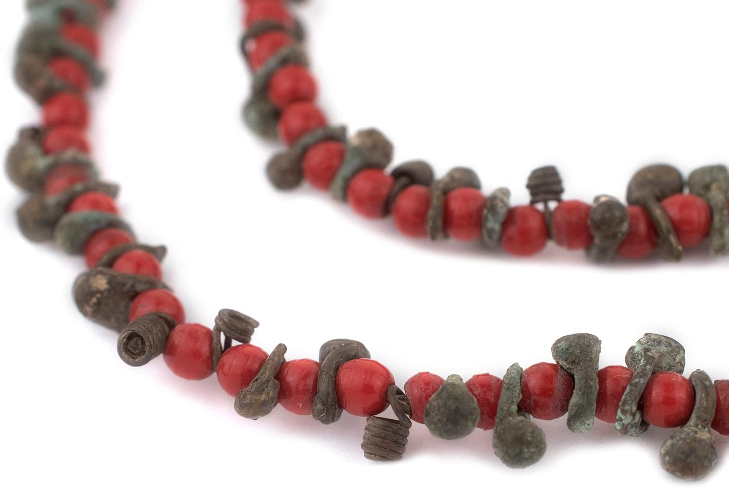 The Bead Chest Unusual Antique Nigerian Brass Beads 26 Inch Strand 9mm African 24-26 Inch Strand Handmade