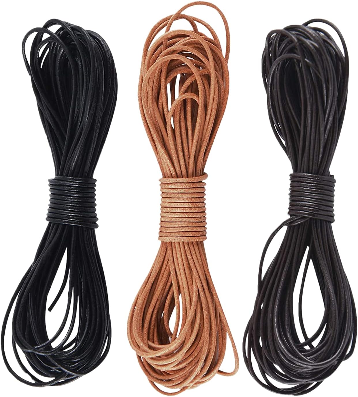 Cowhide Cord, Cowhide Leather, Genuine Leather, Round Cord, Accessories, Jewelry, DIY, Choker, Crafts, Hobby, 0.08 inch (2 mm) Diameter, 59.9 ft (15 m)