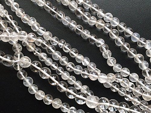 13 inch natural beads strand of 5-11mm smooth round crystal quartz gemstone beads for DIY jewelry - necklace, bracelet, earring, ring.