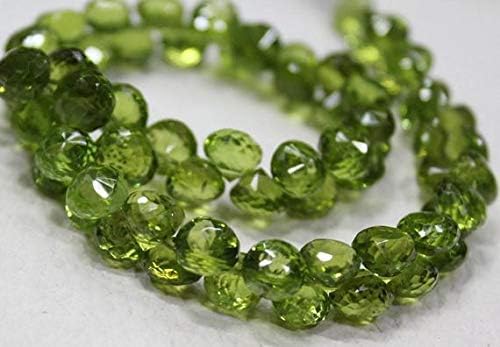 Superb Quality Green Perit Faceted Onion Drop Briolette Loose Gemstone Craft Beads Strand 8 Inch Long 6mm Code-HIGH-26940