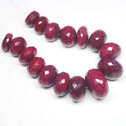 genuine natural blood red ruby faceted rondelle gemstone craft beads strand 16pc 13mm 23mm