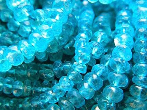 5 Strands Blue Apatite Rondelle Beads, Faceted Rondelles, 4.5mm Rondelle Beads, Wholesale Gemstone, 14 Inch Strand Code-HIGH-49492