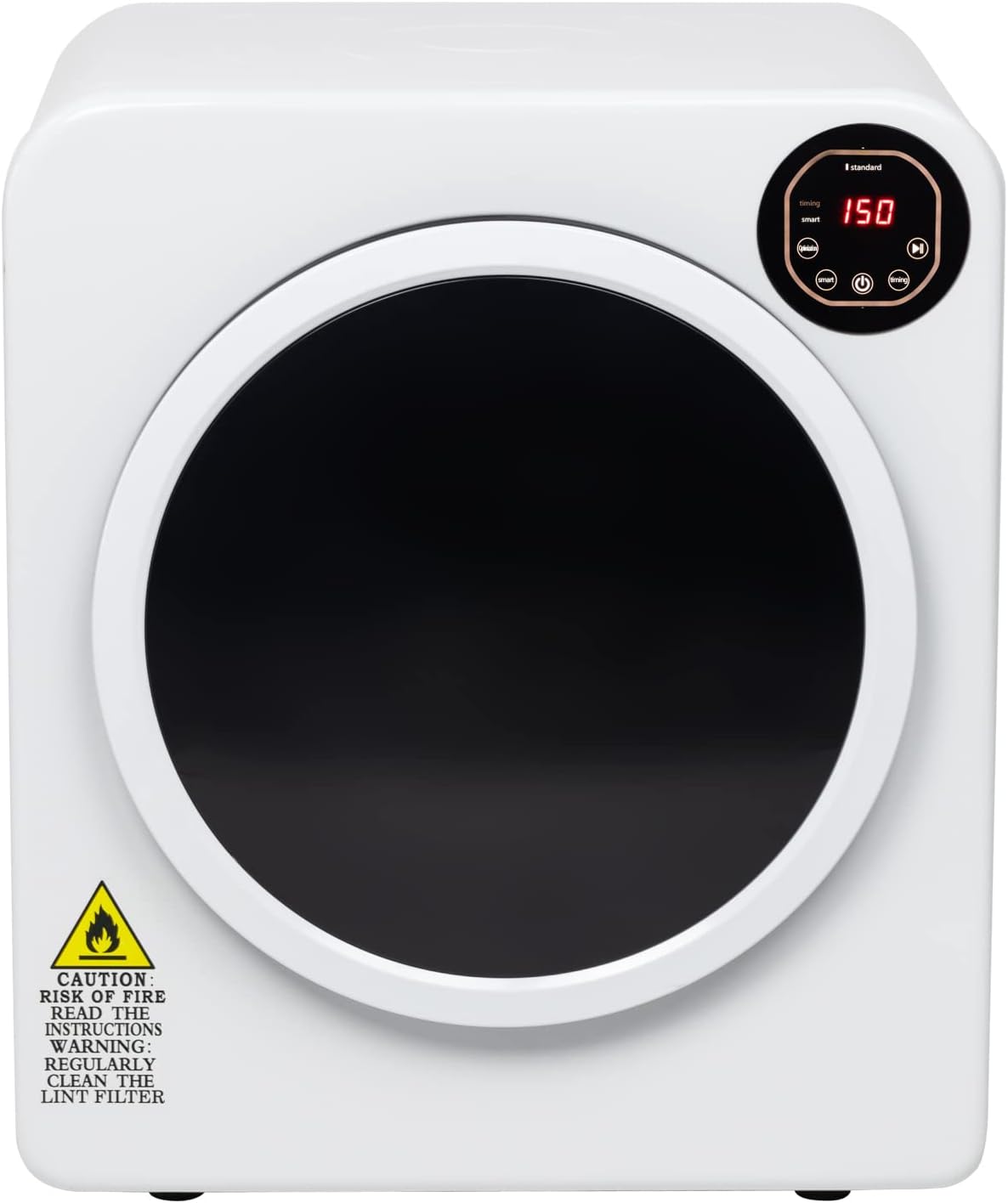 Generic 13.2Ibs 6kg White Portable Electric Compact Laundry Clothes Dryer with Stainless Steel Tub, 6kg Capacity, 1300W Power, 6 Drying Modes, LED Display, Apartment, Home, Dorm