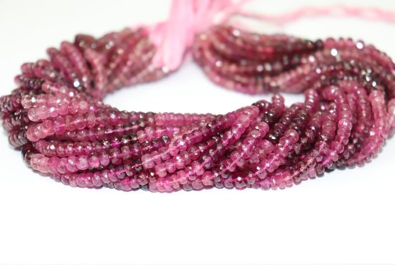 Rubelliet Shaded Faceted Rondelle Beads 5-5.5 mm Rubellite Rondelle Beads Rubellite Shaded Beads Wholesale Beads for Making Jwelery