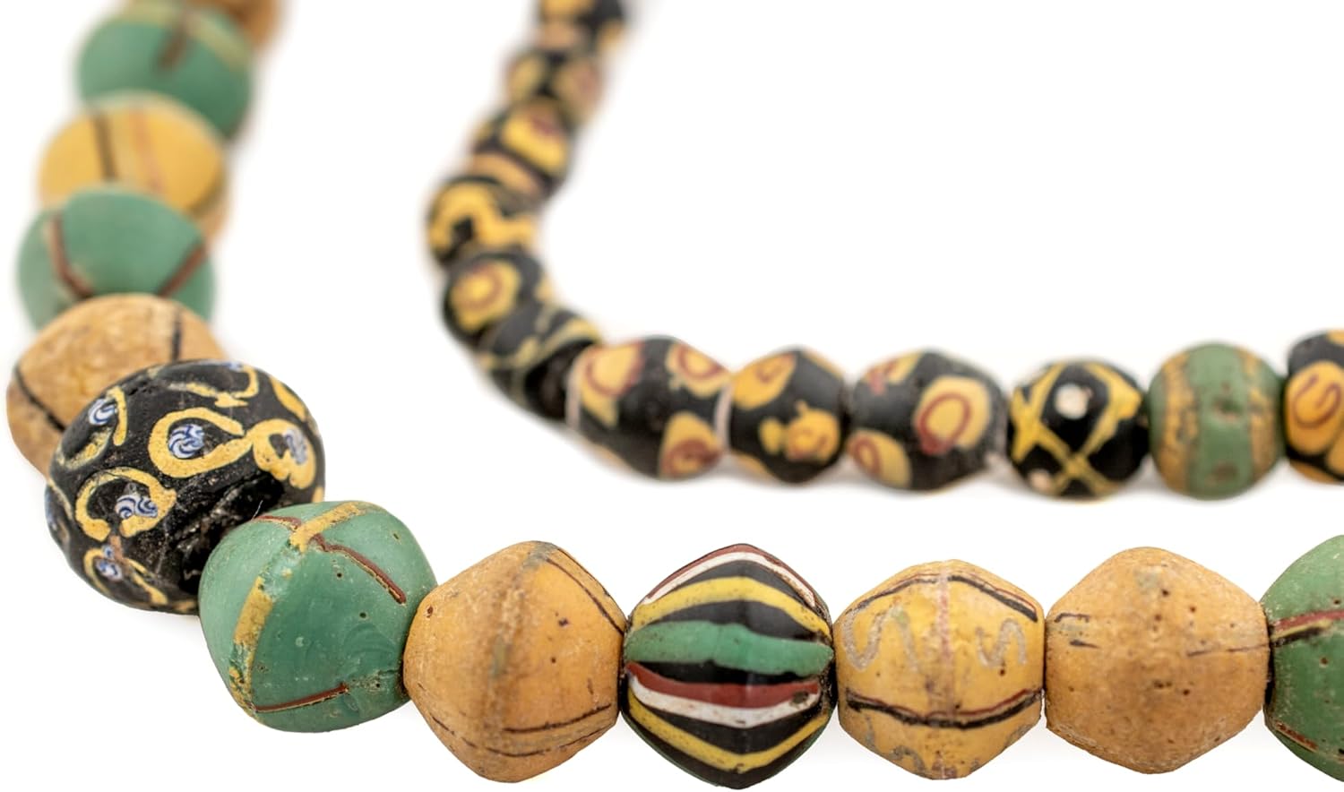 The Bead Chest Fancy Antique Venetian King Beads: Authentic Glass Bicones from West Africa, Multicolor