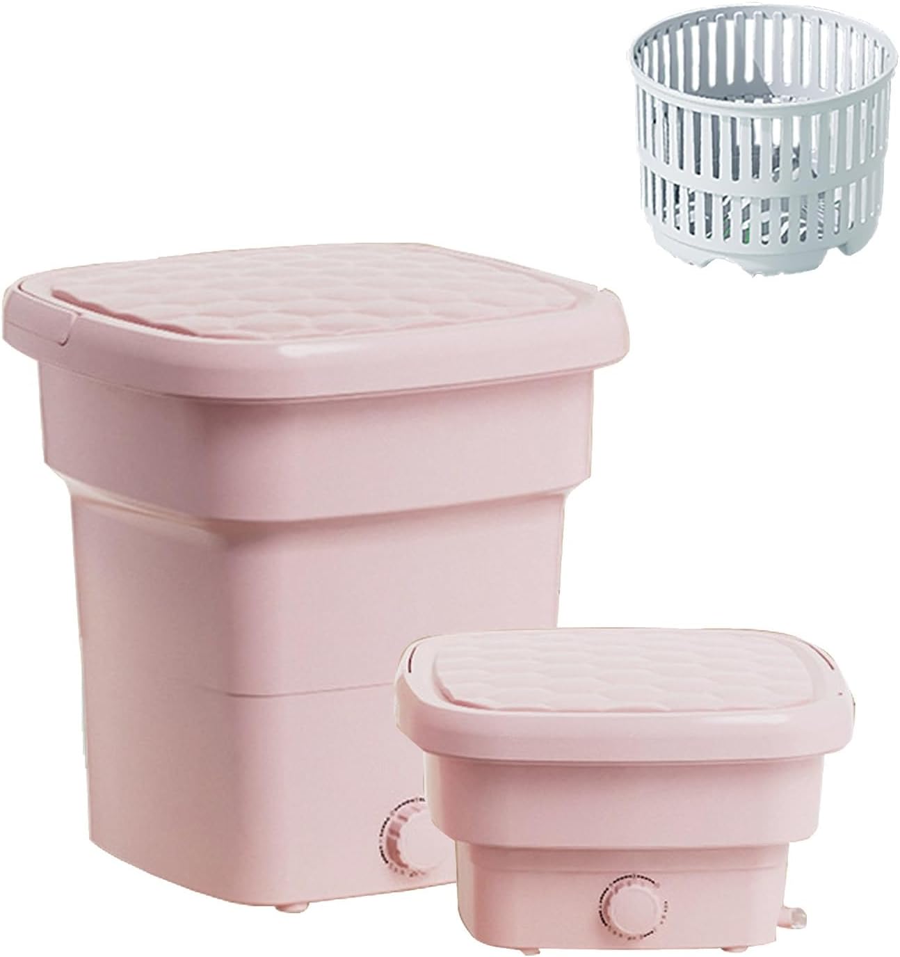Portable Folding Washing Machine with Drain Basket, 11L Capacity can be Used for Home, Travel, Apartment, Camping, RV, Cleaning Baby Clothes, Underwear, Socks (Color : Pink)