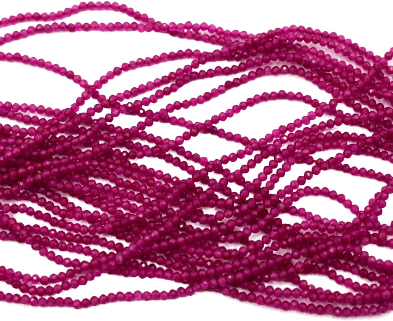 Natural Rondelle Micro Hot Pink Chalcedony Faceted 2mm Beads for Jewelry Making 100 Strand CHIK-STRD-88323