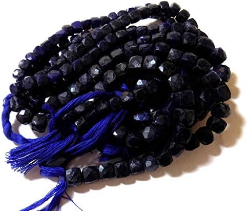 Blue Jade Beads, 9 mm Size, Cut Bead, 8 Inch Long - 1 Strand, Square Shape. Code-HIGH-69065