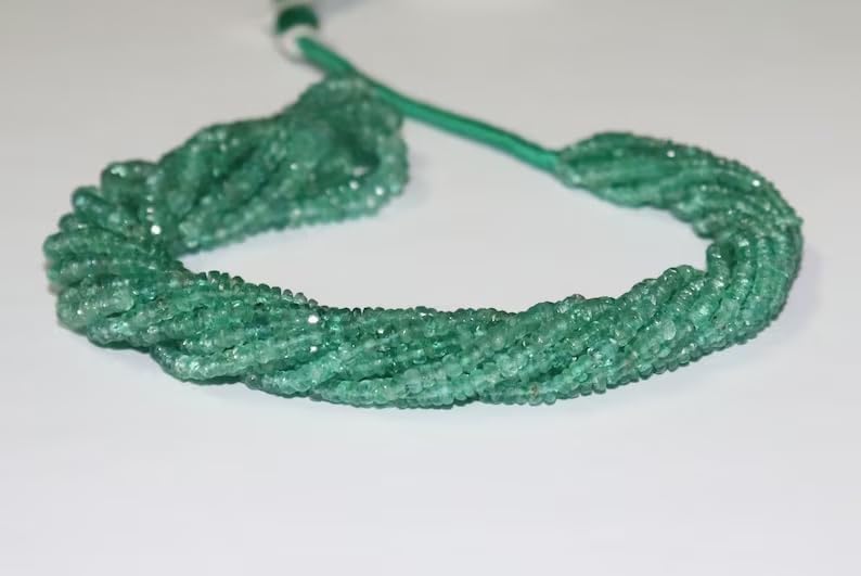 Zambian Emerald Faceted Rondelle Beads 2.-4mm Natural Emerald Faceted Rondelle Beads Strand for Jewelry Making