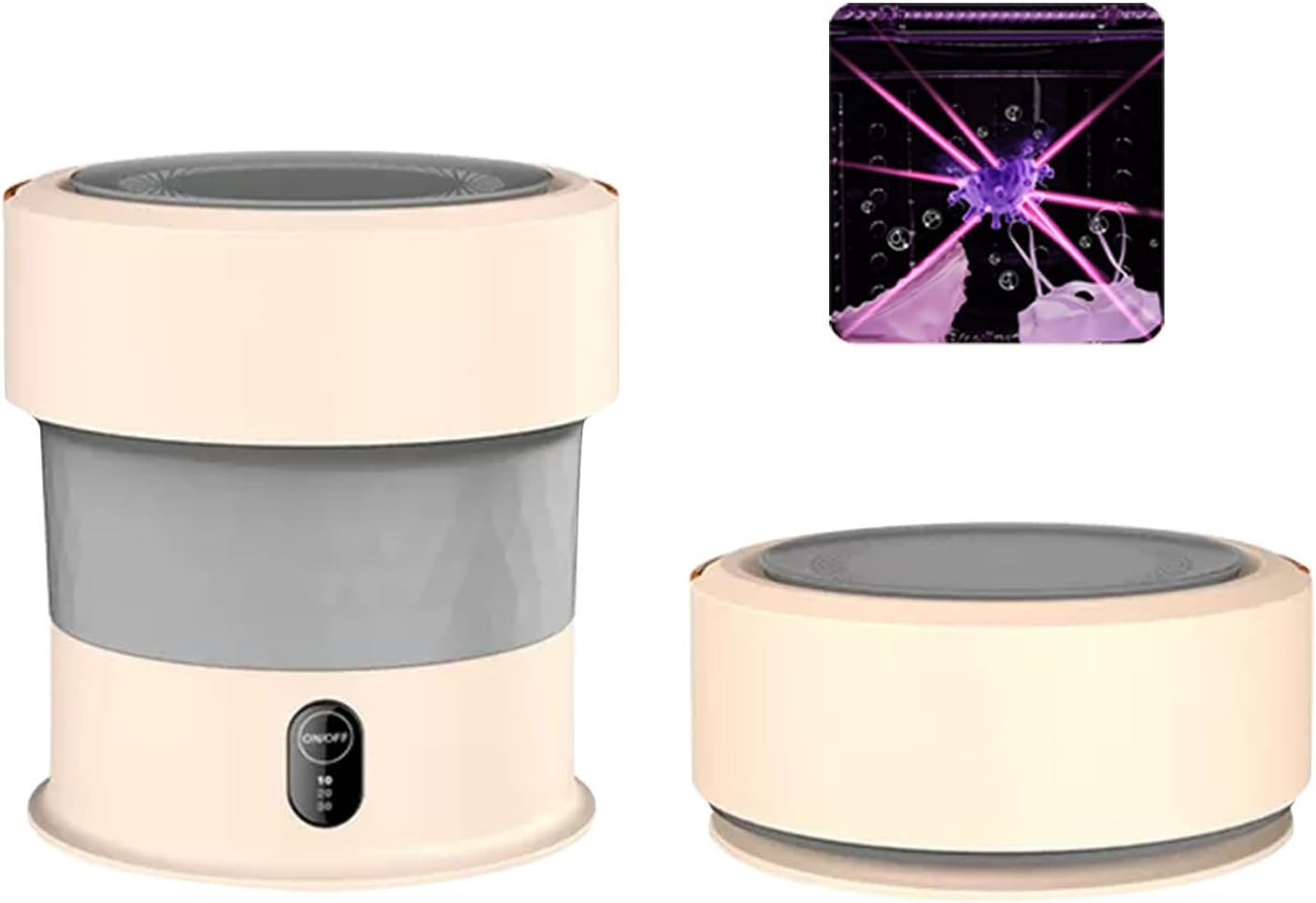 THAMBA 2023 Portable Washing Machine Folding Mini Washer Small Washer with 3 Modes Deep Cleaning Half Automatic Washer (Color : Gold, Size : L)