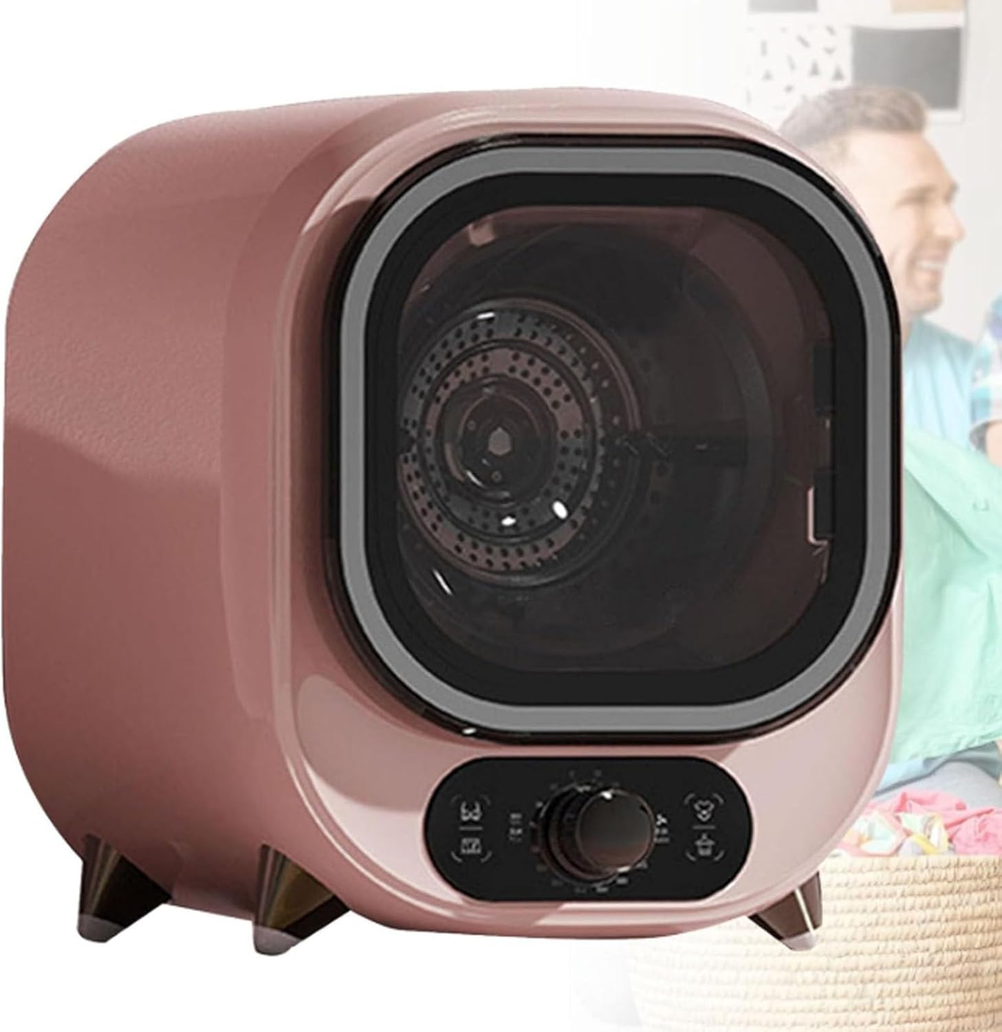 Condenser Tumble Dryer, 5kg Capacity Compact Portable Tumble Dryer, Small Condenser Dryer, Spin Dryer with 0.8kg Load Capacity, for Home, Apartments and Rvs Pink