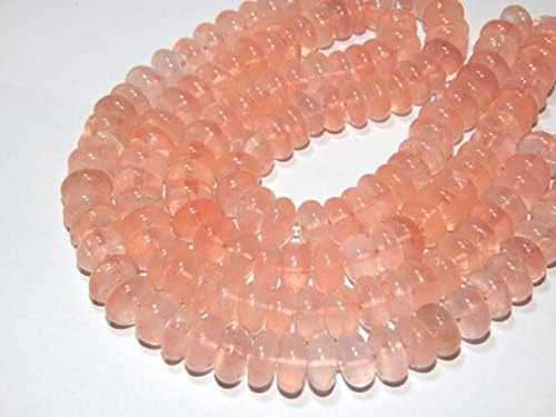 Rose Quartz Smooth Beads Rondell Shape 10x10.5.mm 8.5''Inches