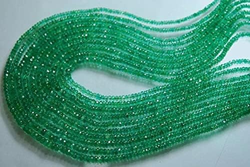 14 Inches, AAA Super Quality Zambia Emerald Faceted Rondelles, Size 3-4mm