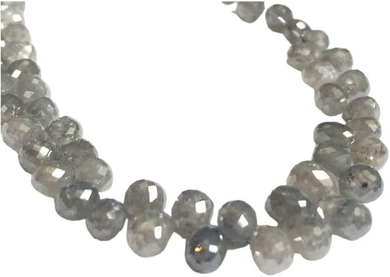 2x2.5mm-2x3mm Gray Diamond Faceted Briolette Beads, Natural Sparkling Rough Diamond Tear Drops, Diamond Drops For Jewelry (1Pcs To 10Pcs), 2x2.5 MM-2x3 MM