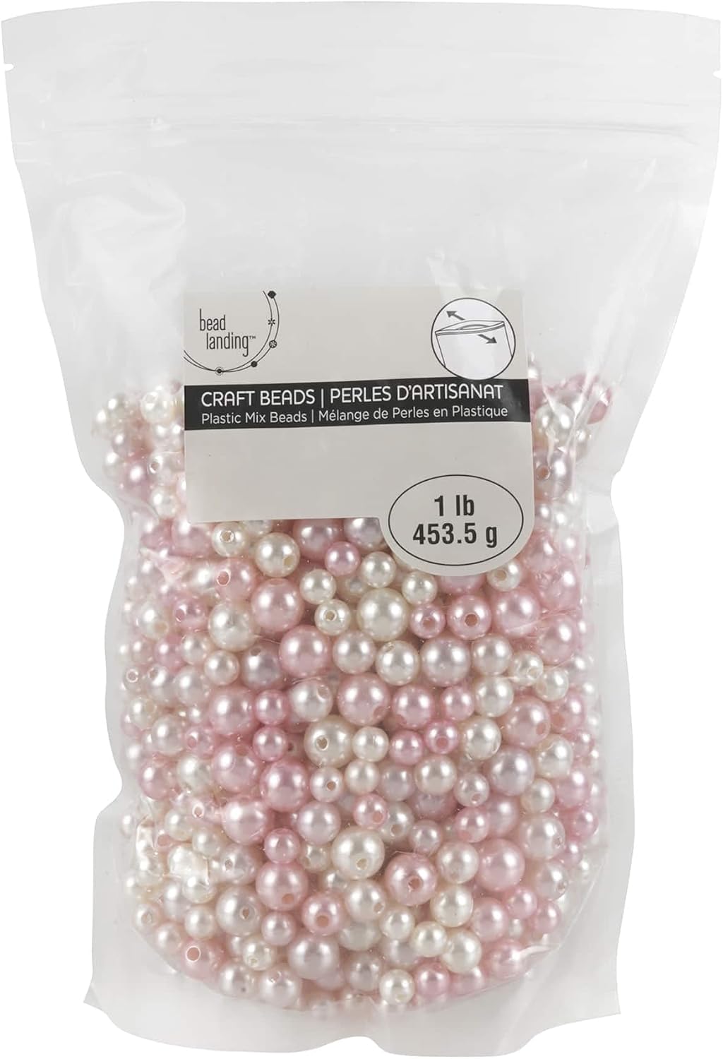 Bead Landing Ivory & Pink Plastic Pearl Round Beads, 6 Pack