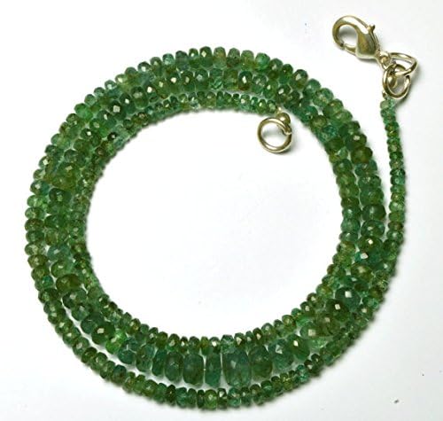 1 strand natural 19 inches stands agems natural emerald transparent faceted roundels beads necklace 2 to 6 mm