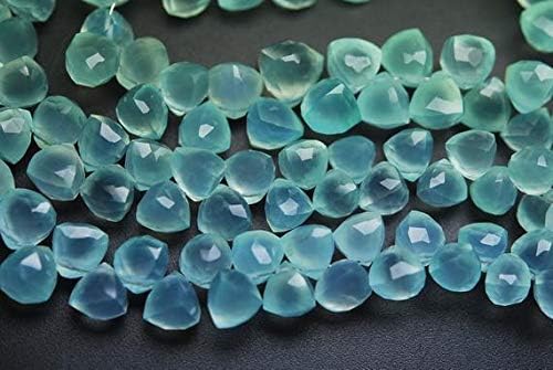 7 Inch Strand,Superb-Finest Quality Aqua Chalceny Micro Faceted Trillion Shape Briolettes,7mm Approx Code-HIGH-56680