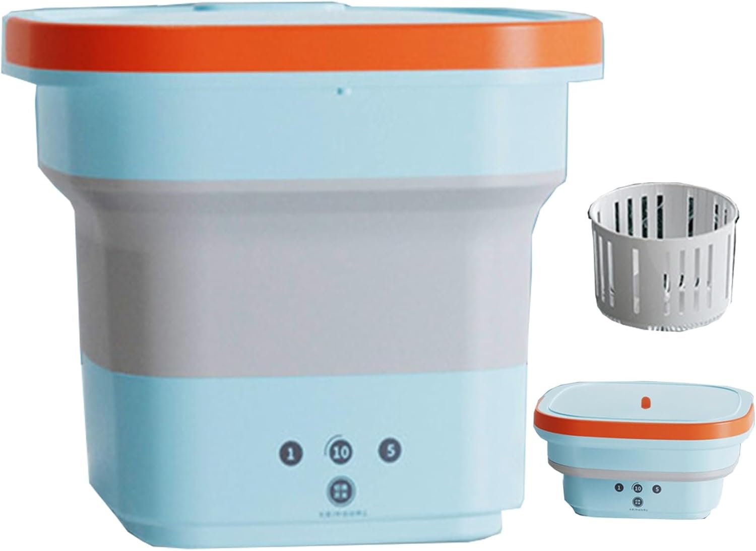 4.5l Portable Washing Machine, Mini Washing Machine Foldable, Small Washer Machine Mini, with Drain Basket for Apartment, Laundry, Camping, Rv, Travel, Underwear, Personal, Baby (Color : Blue)