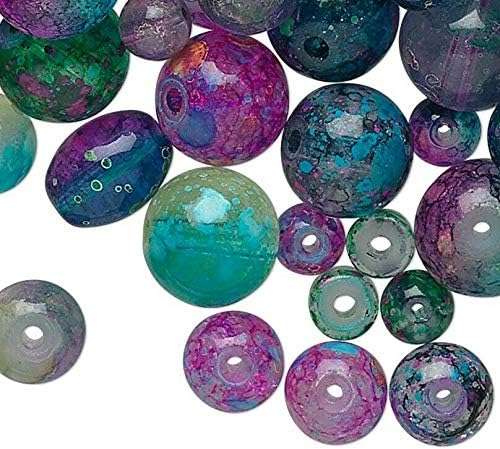 Approximately 650 Glass 4-8mm Speckled Beads with Mix of Shapes & Sizes