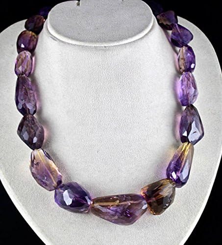 NATURAL AMETRINE FACETTED Tumble Beads Necklace 20 INCHES 42 MM TO 17 MM
