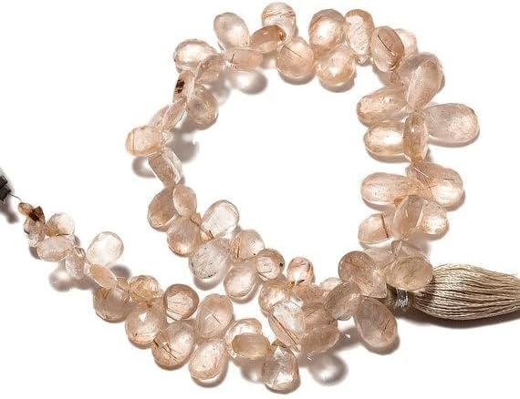 8 inch Strand of Natural Golden rutilated Quartz 11x8-4x6mm pear Faceted briolette Beads for DIY Jewelry Making. |BRIO_03453