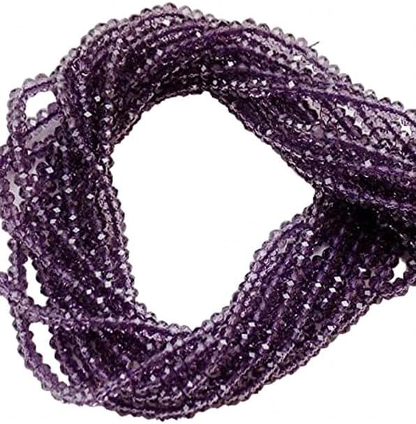 Amethyst Quartz Gemstone Micro Faceted Rondelle Beads 3-4mm 13.5 Inch lot of 10 Strands CHIK-STRD-94450