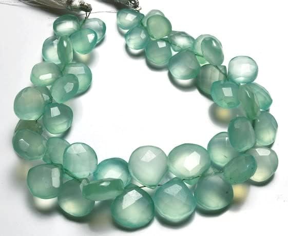 BEADS GEMSTONE 1 Strand Natural 9 Inch Long Strand,Superb Sky Blue Color CHALCENY Faceted Heart Shape Beads Briolettes 10 to 16 MM Code-HIGH-21875