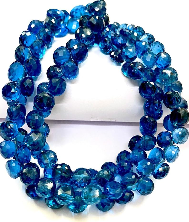 Natural Blue Spinel Onion Faceted Beads 6X8-7X8MM 18 inch Long String Jewelry Making Gemstone Beads for Necklace Bracelet