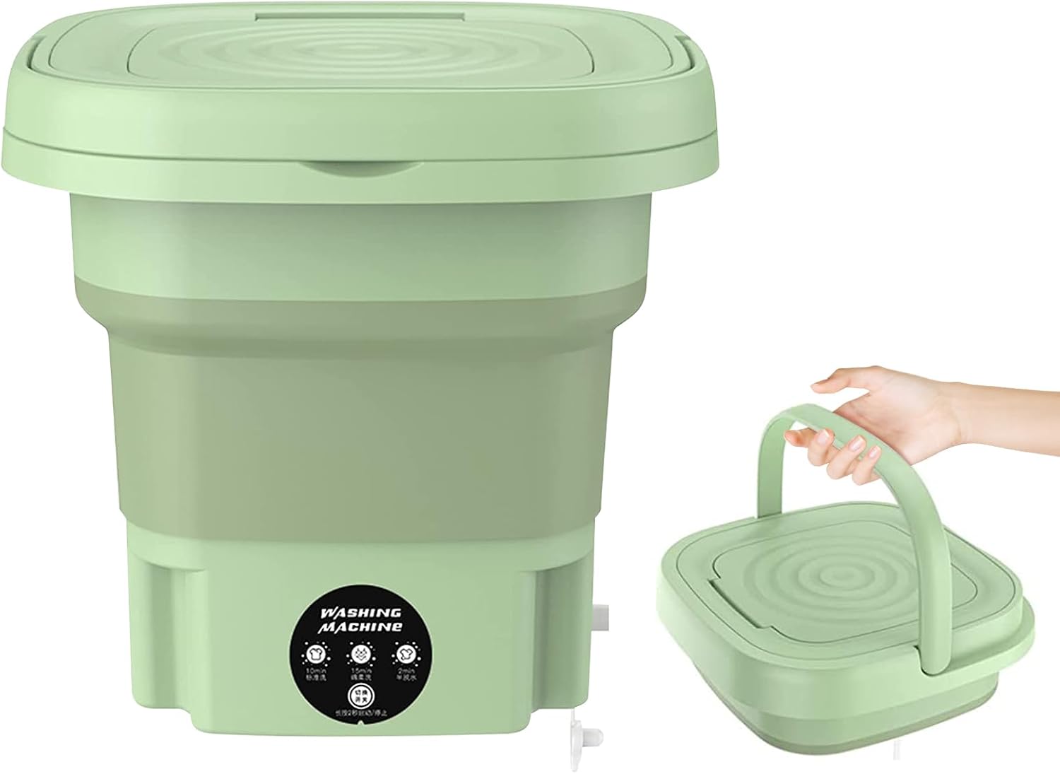 Portable Washing Machine,Mini 12L Foldable Washer and Dryer with 3 Modes Deep Cleaning,Upgraded Small Collapsible Laundry for Travel,Apartments,Dorm,Sutiable for Underwear,Socks or Others (Green)