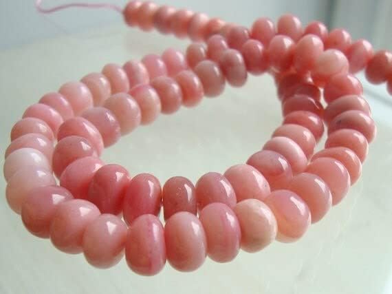 7-8x4-6mm, Peruvian Pink Opal, AA Natural Irregular Rondelle Beads 8