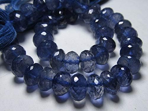 13 inch natural beads strand of 8-7mm faceted rondelle iolite gemstone beads for DIY jewelry - necklace, bracelet, earring, ring.