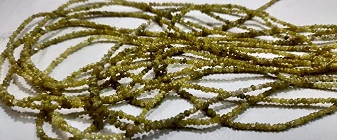 Hanumat Gems Lot of 2 Strand Natural Yellow Diamond Beads Size 2-3 mm Faceted Strand 15 inches Long Wholesale Price Jewelry Making Gemstone Beads
