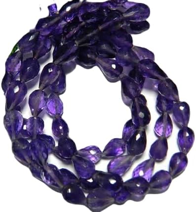 13 inch Strand of Natural gem Amethyst, 7x9mm Drop Faceted Beads for DIY Jewelry Making. | Beads_03883