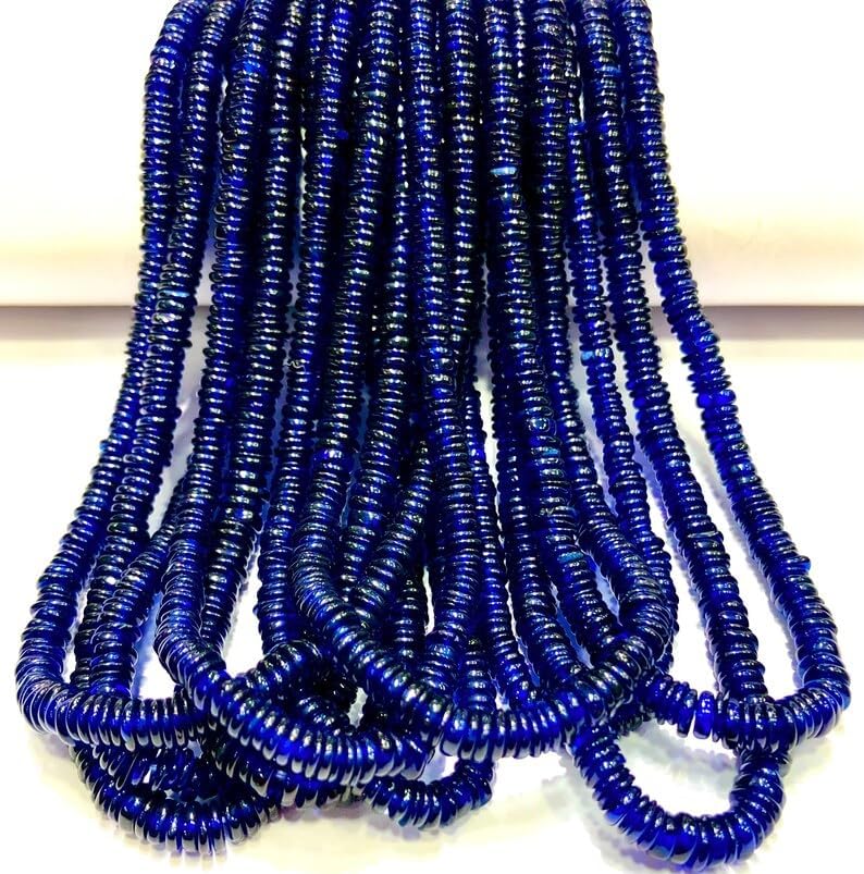 Natural Blue Sapphire tyre Smooth Beads 4.5mm 16 inch Long String Jewelry Making Gemstone Beads for Necklace Bracelet