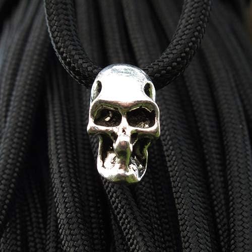 100pcs/pack Double Hole Charm Metal Skull Bead for Paracord Knife Lanyards Silver