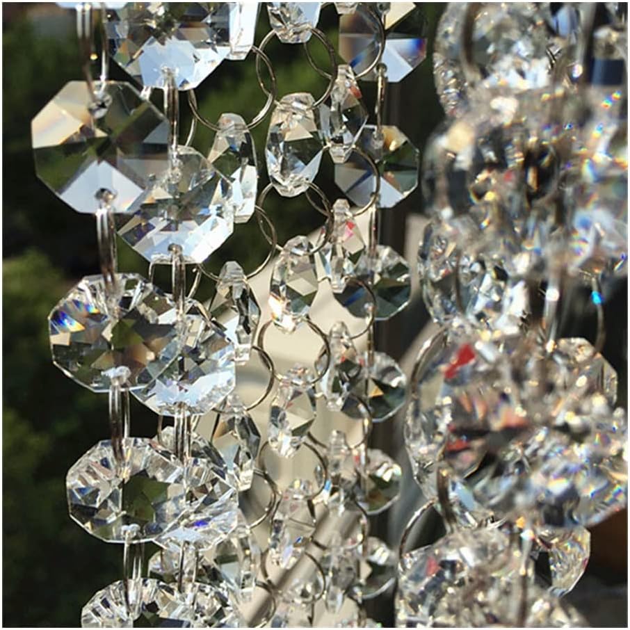 Hanging Crystals Prisms 14mm Clear Octagon K9 Crystal Beads Connected with 11mm Rings for Wedding Cake Decorative Crystal Garland/Strand, 20M/lot Hangings Crystals for Decoration