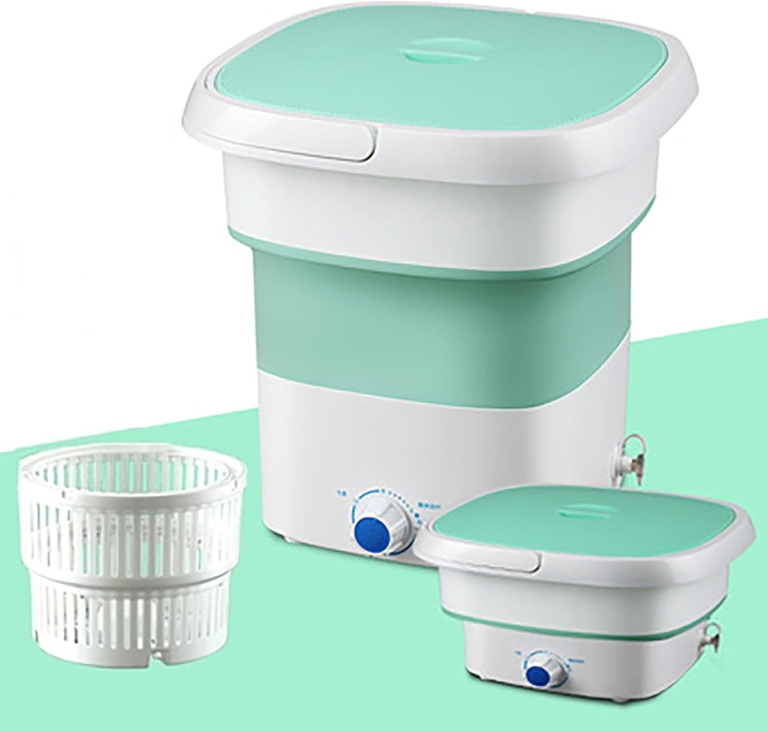 Portable Small Foldable Mini Washing Machine, Suitable for Cleaning Underwear, Baby Clothes or Small Items, Suitable, Apartments, Dormitories, Camping (11.5 Liters) (Color : Green)