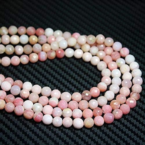 LOVEKUSH Natural Pink Opal Faceted Round Ball Gemstone Loose Craft Beads Strand 16 Inch Long 7mm Code-HIGH-26517