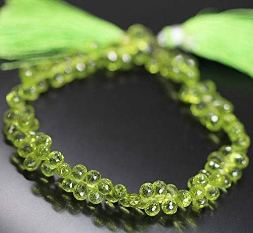 Green Arizona Perit Faceted Tear Drop Briolette Gemstone Craft Loose Beads Strand 9 Inch Long 5mm 6.5mm Code-HIGH-1855