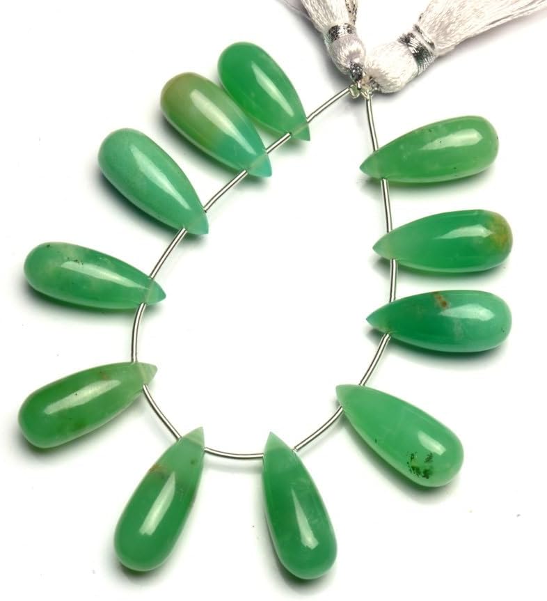 8 inch Strand of Natural Chrysoprase 19x8-22x9 mm Teardrop Smooth briolette Beads for DIY Jewelry Making. |BRIO_02414