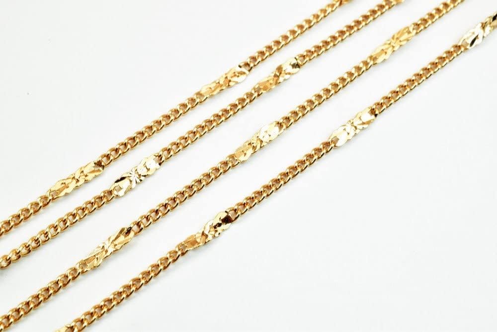 18K Pinky Gold Filled EP Chain Width 2mm Thickness 1mm Gold-Filled findings for Gold Filled Sold by Foot PGF15