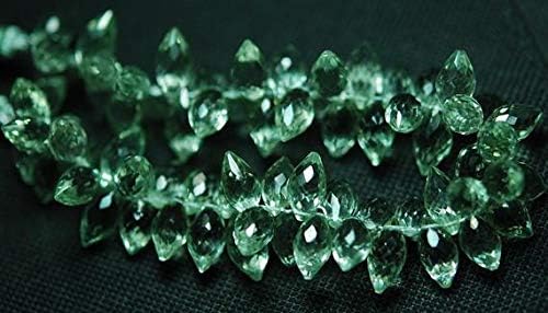30 Pcs, AAA Quality Green Amethyst Faceted Dew Drops Shape Briolettes, 10-12mm Long Code-HIGH-54561