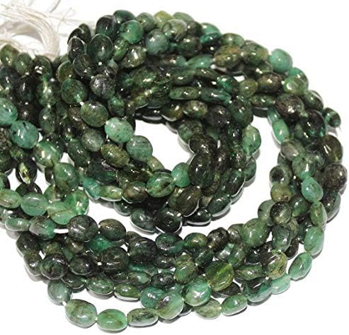 2 Strand Green Emerald Smooth Oval Loose Gemstone Beads Strand 14 Inch Long 5mm 6mm Code-HIGH-07