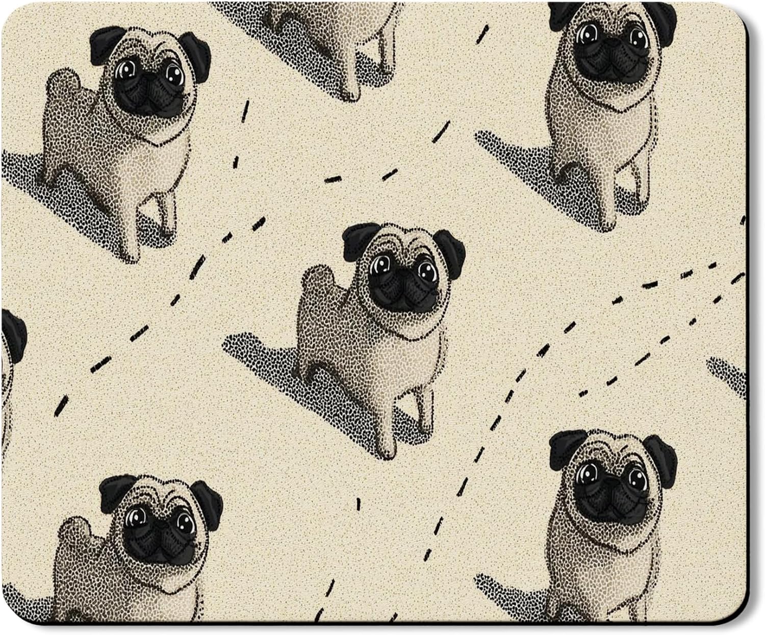 Pug Washer Dryer Top Protector Mat, Vintage Style Pug Pattern Laundry Machine Dust Covers, Playful Dog Decorative Rubber Anti-slip Waterproof Washer And Dryer Mats for Home 20x24 Inch