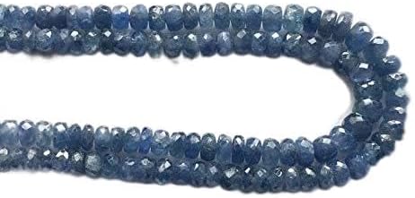 Blue Sapphire Beads, Burma Blue Sapphire Faceted Rondelles, Sapphire Necklace, 3-5.5mm, 20 Inch