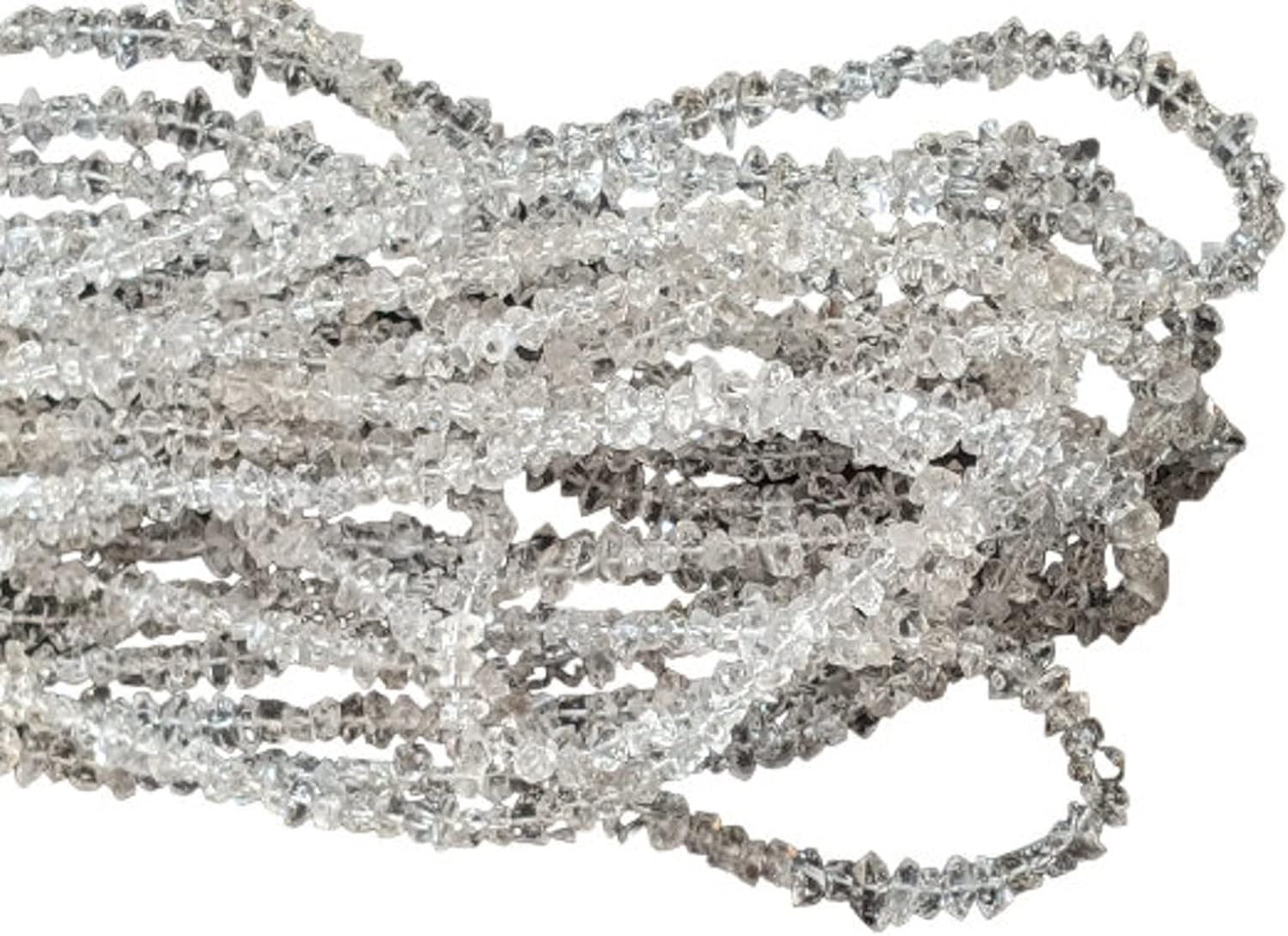 Clear Herkimer Diamond Beads, 5-6 mm Natural Center Drilled Clear Raw Herkimer Diamond Quartz Nuggets For Jewelry (4 IN To 16 IN) - Asg56