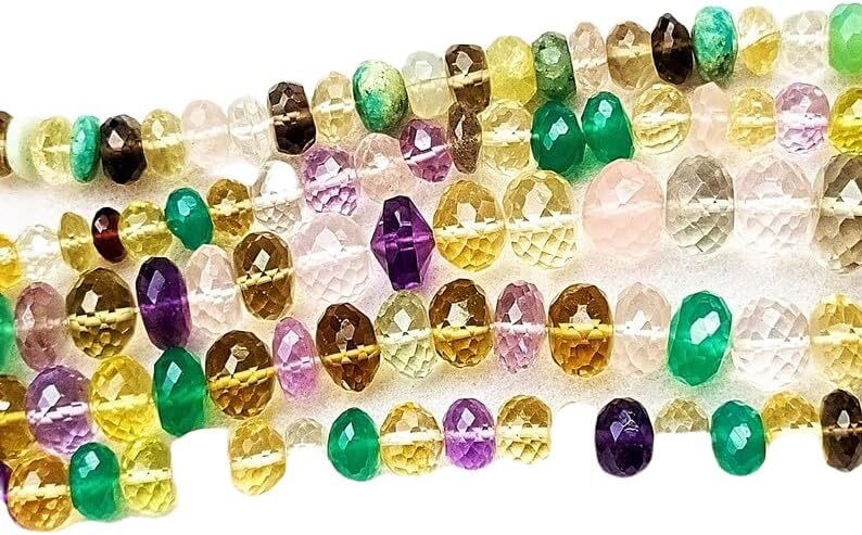 13 inch Strand of Natural gem Multi Gemstone, 8mm rondelle Faceted Beads for DIY Jewelry Making. | Beads_05482